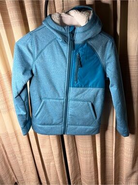 Lands' End Youth Teal Blue Sherpa-Lined Zip Hoodie
